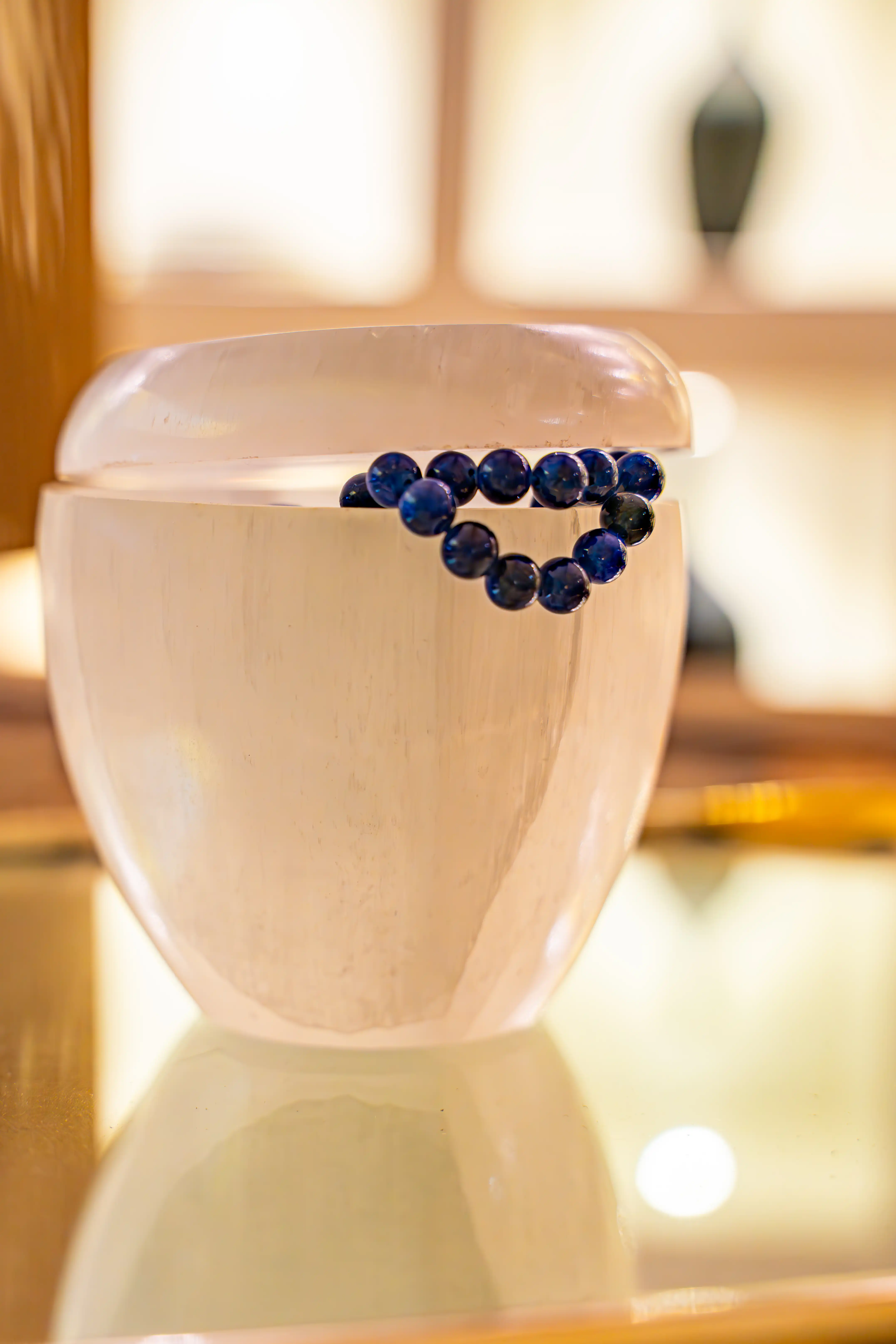 White Selenite Bath Bowl with lid